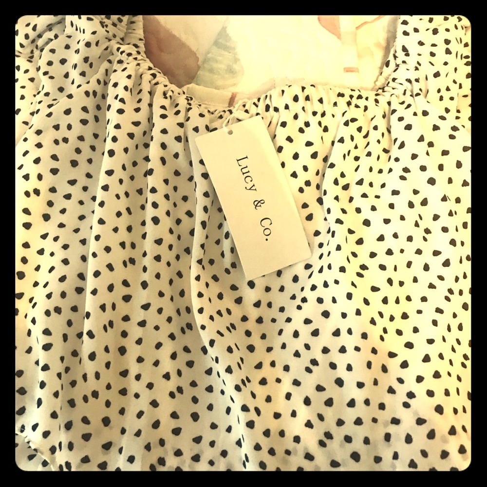 Cream and black dot dress